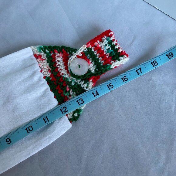 Crochet Top Hanging Merry Christmas Flour Sack Kitchen Towel - Picture 6 of 8